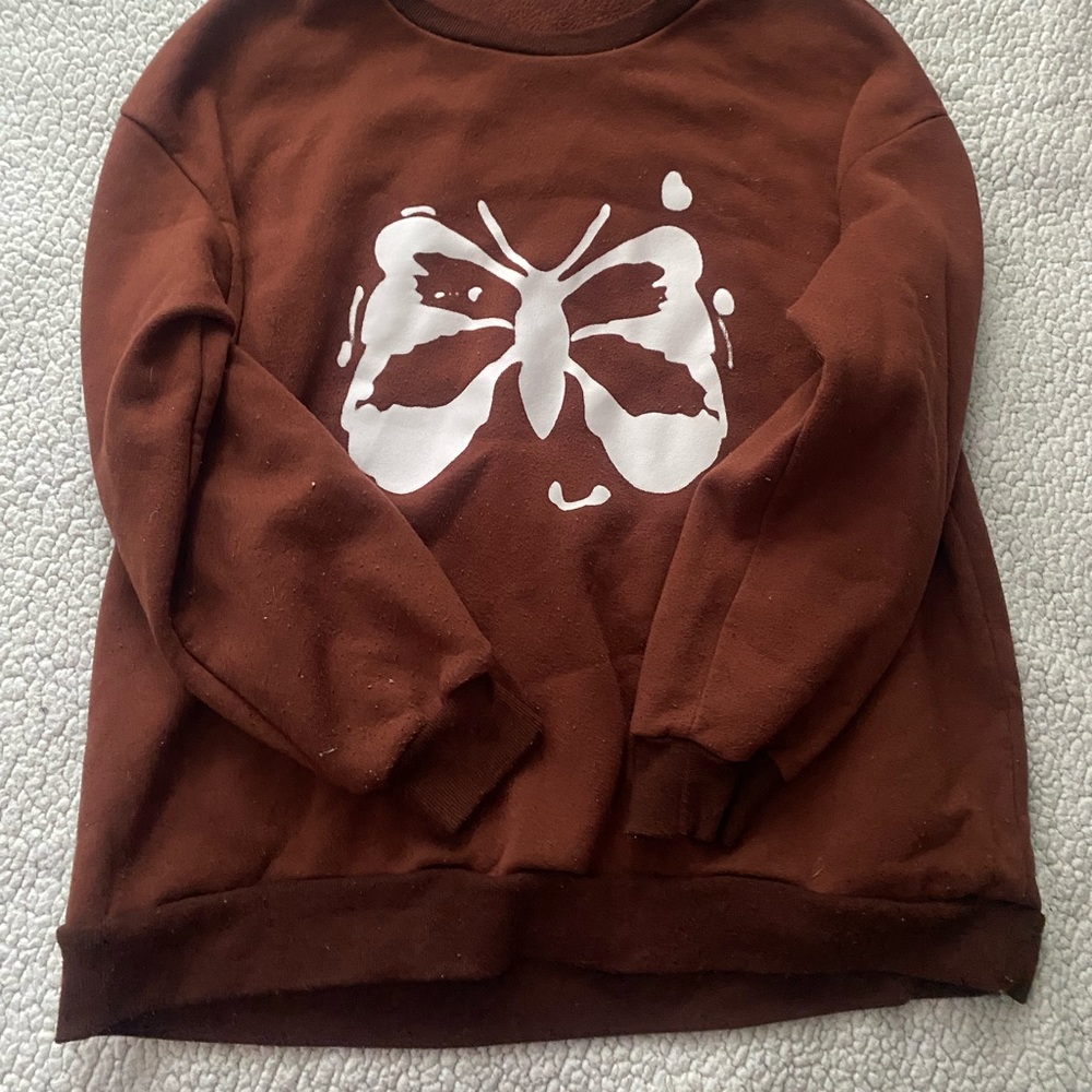 Brown Sweatshirt with Butterfly Design